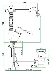 Смеситель для раковины Webert Aurora AU831702060 медь купить в интернет-магазине сантехники Sanbest