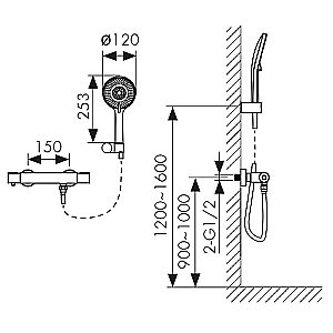 Смеситель для душа Kaiser Serio 05377-3 брашированное золото купить в интернет-магазине сантехники Sanbest