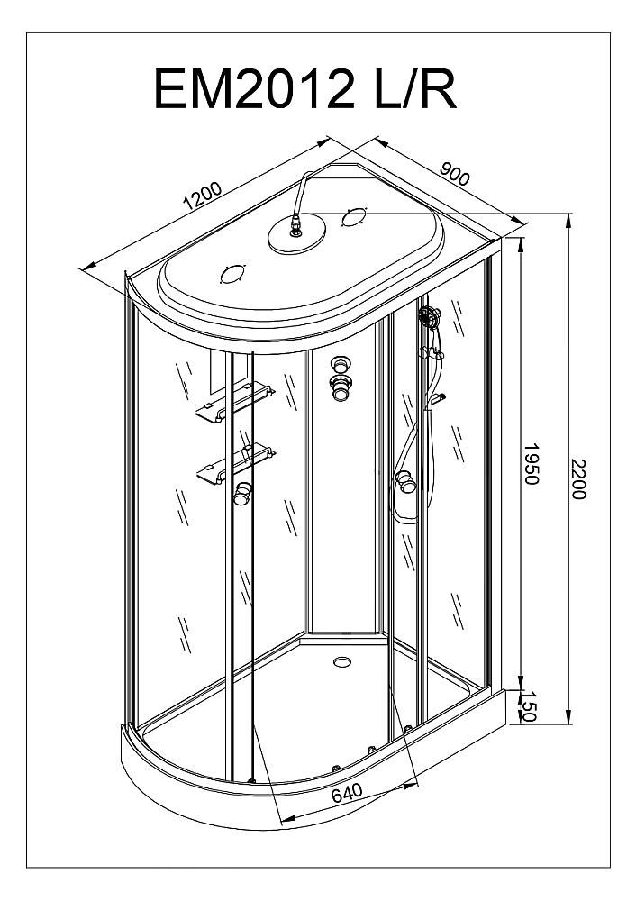 Душевая кабина AvaCan EM Серия EM2012 R 120x120 стандартная купить в интернет-магазине Sanbest
