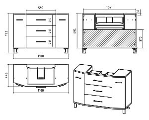 Тумба с раковиной Misty Терра -110 П-Тер01110-01503Я серая для ванной в интернет-магазине Sanbest