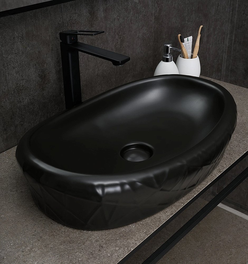 Раковина накладная Gid Creativo 60 Bm777 53357 черная матовая купить в интернет-магазине Sanbest