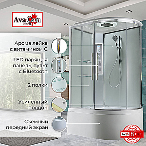Душевая кабина EM5811LLEDT с подсветкой, арома-лейка, прозрачная/профиль хром, левосторонняя купить в интернет-магазине Sanbest