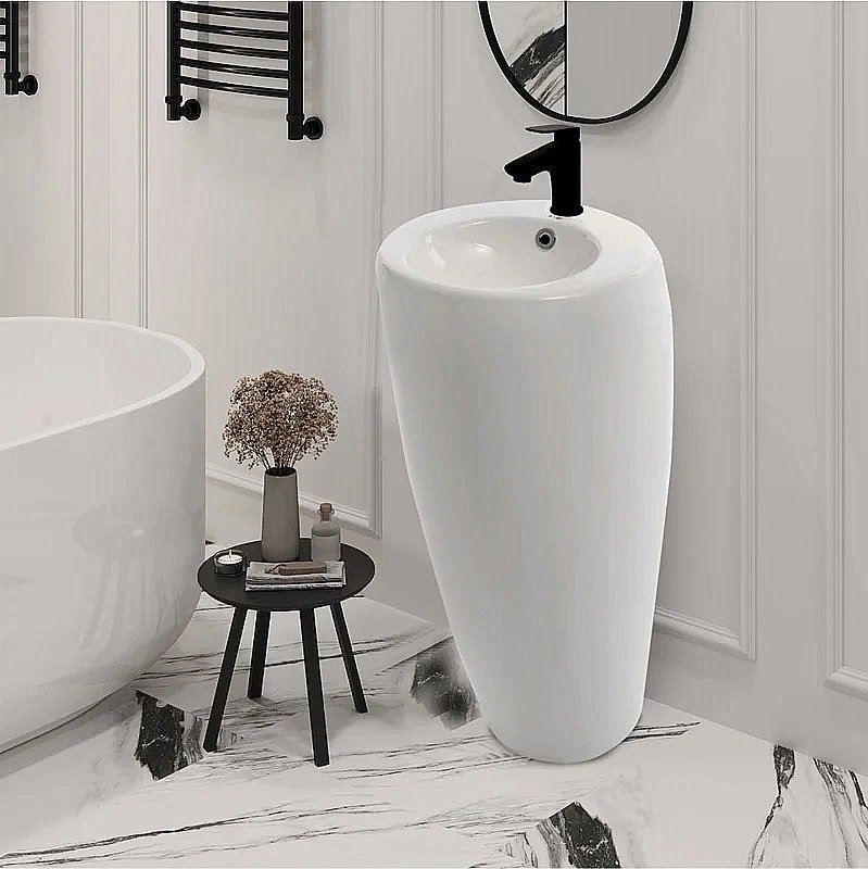 Раковина напольная WeltWasser WW LEERBACH 3838 GL-WT 38 белая купить в интернет-магазине Sanbest