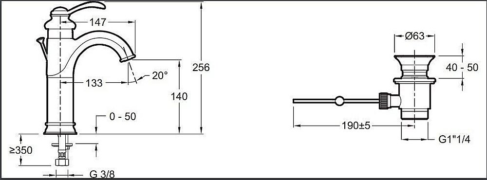 Cмеситель для раковины Jacob Delafon FAIRFAX E72091-CP купить в интернет-магазине сантехники Sanbest