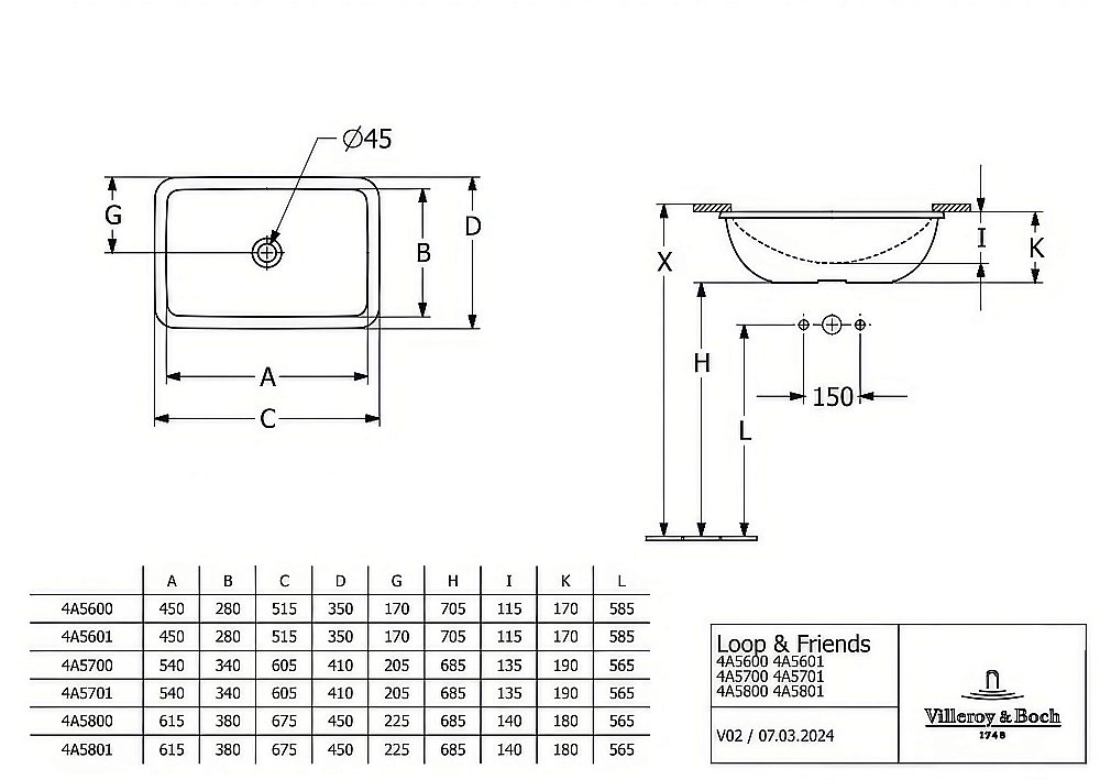 Раковина Villeroy&Boch Loop & Friends 4A5700R7 черный матовый купить в интернет-магазине Sanbest