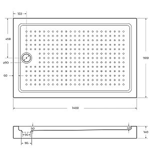 Душевой поддон Cezares TRAY-A-AH-15-W 140х90 купить в интернет-магазине Sanbest