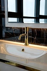 Консоль с раковиной Armadi Art LUCIDO WHITE 100 жемчужный белый для ванной в интернет-магазине сантехники Sanbest