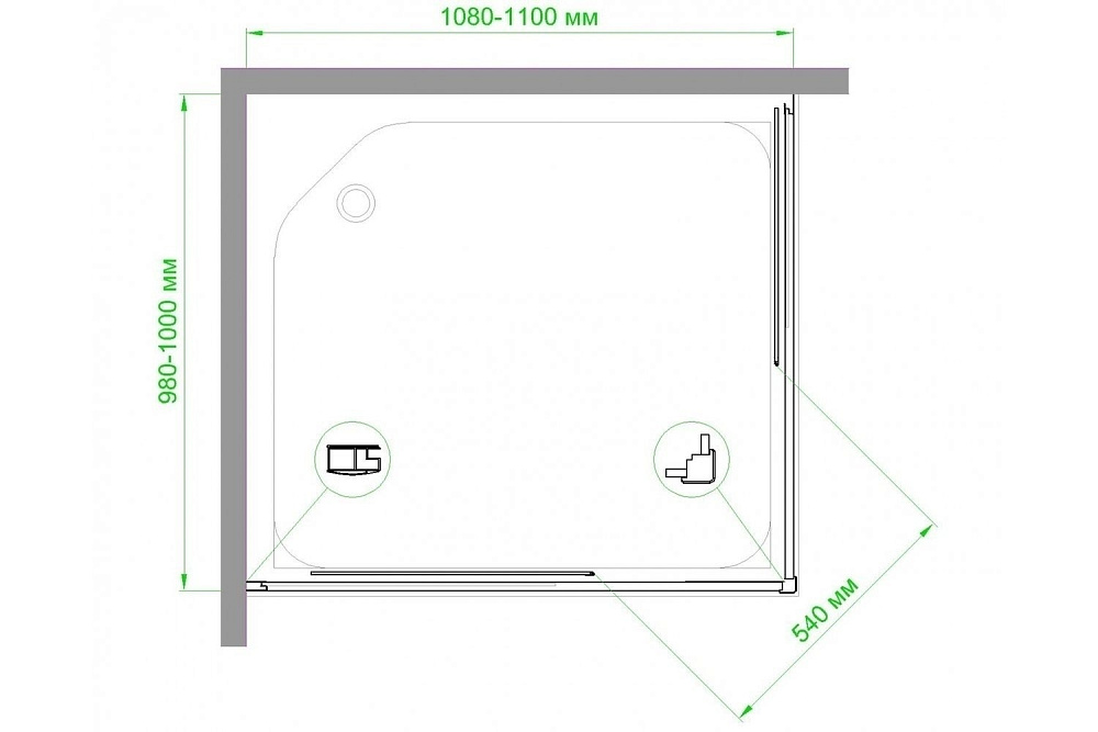 Душевой уголок Royal Bath RB11010HPD-C 110х100 матовый купить в интернет-магазине Sanbest