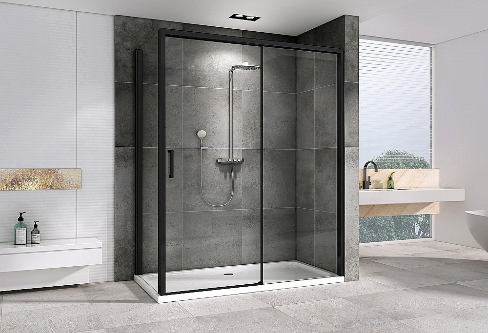 Душевой уголок ABBER Komfort AG93160B-S102B 160х100 стекло прозрачное/профиль черный купить в интернет-магазине Sanbest