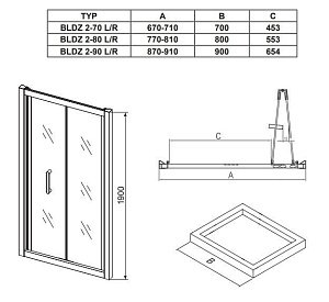 Душевой уголок Ravak Blix BLDZ2+BLPSZ+BLPSZ 90х90 купить в интернет-магазине Sanbest