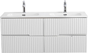 Тумба с раковиной Cezares DUET-N 120 DUET-N-1200-4C-SO-2-BL белая глянцевая для ванной в интернет-магазине Sanbest
