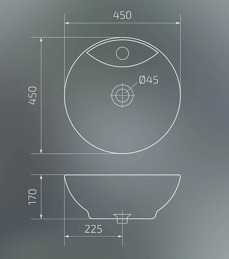 Раковина накладная Gid Esfera 45 N9001 51101 белая купить в интернет-магазине Sanbest