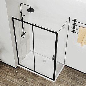 Душевой уголок Vincea City VSR-5CT9012CLB 120х90 стекло прозрачное/профиль черный купить в интернет-магазине Sanbest