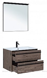 Тумба с раковиной Aquanet Lino 80 Дуб Веллингтон для ванной в интернет-магазине Sanbest