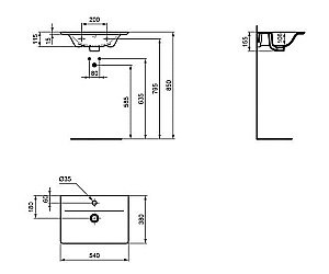 Раковина подвесная Ideal Standard Connect Air 54 E029601 белая купить в интернет-магазине Sanbest