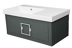 Тумба с раковиной LA FENICE Cubo Grigio 90 серая/ручка белая для ванной в интернет-магазине Sanbest