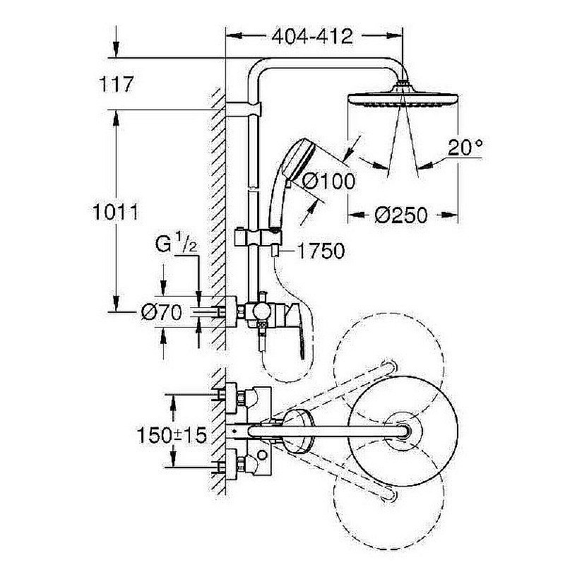 Душевая система Grohe Tempesta Cosmopolitan 250 26673000 хром купить в интернет-магазине сантехники Sanbest