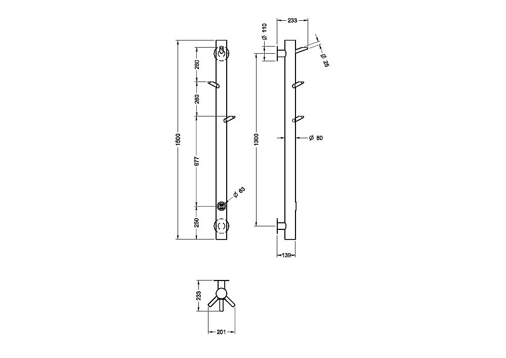 Полотенцесушитель Boheme Uno 724-BR бронза купить в интернет-магазине сантехники Sanbest