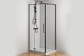 Душевой уголок Royal Bath BERN-V 80х80 RB80-T-BL стекло матовое/профиль черный купить в интернет-магазине Sanbest