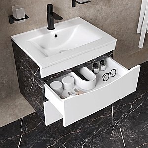 Тумба с раковиной Iddis Cloud CLO60B0i95K 60 белая матовая/черный мрамор для ванной в интернет-магазине Sanbest