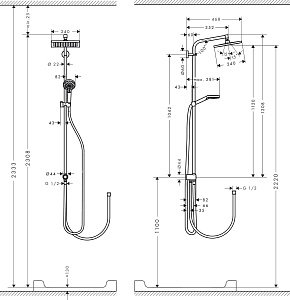 Душевая система Hansgrohe Crometta E Showerpipe 240 1jet EcoSmart Reno 27289000 купить в интернет-магазине сантехники Sanbest