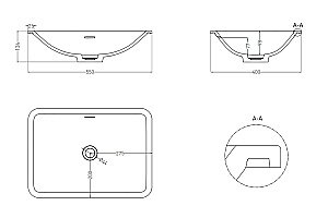 Раковина врезная снизу столешницы Salini MAREA 06 1802206MF 55 из искусственного камня S-Stone, матовая, цвет по RAL полностью купить в интернет-магазине Sanbest