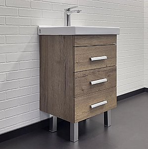 Тумба с раковиной Comforty Никосия 50 00-00018024 дуб темный для ванной в интернет-магазине Sanbest