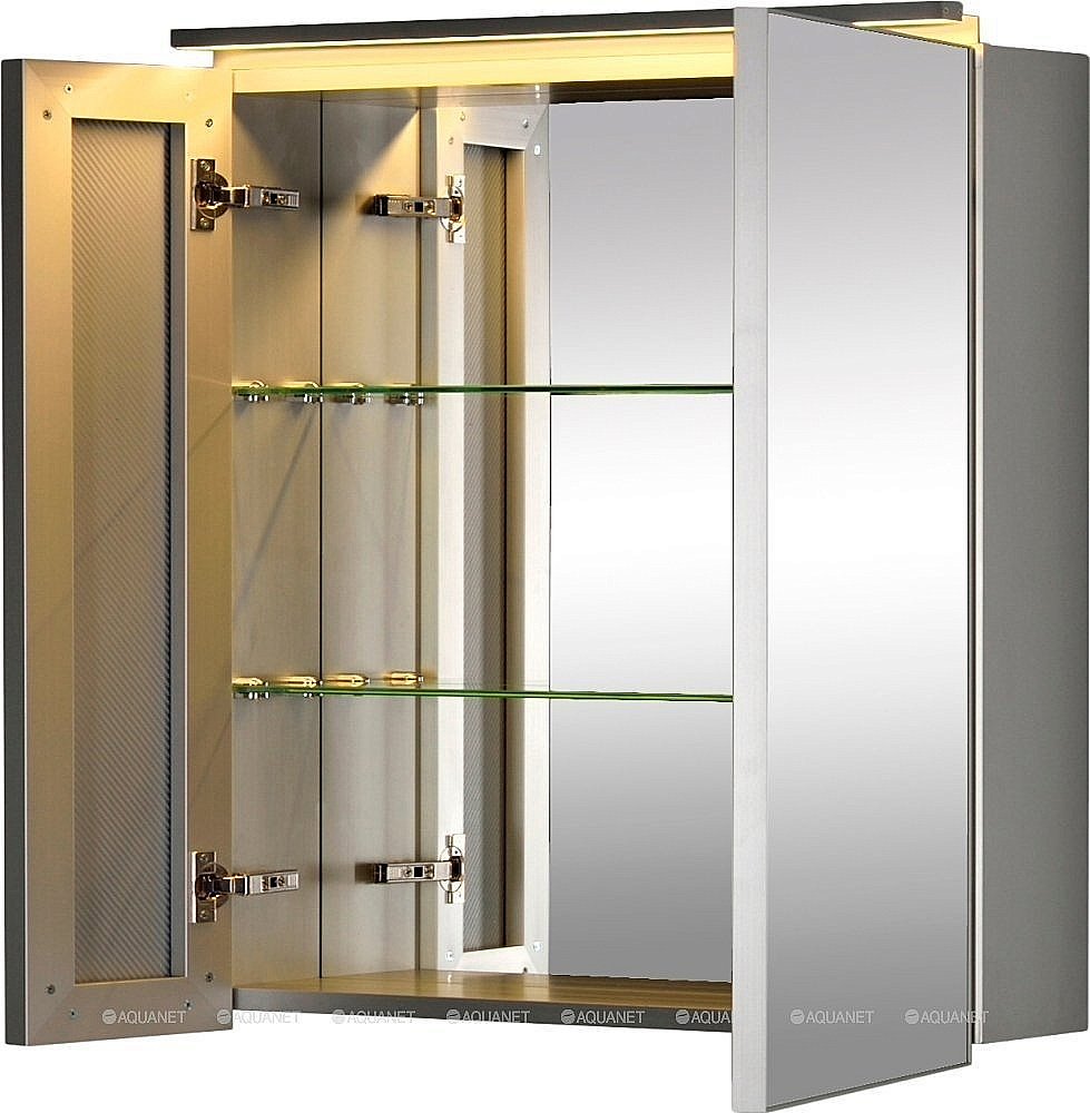 Зеркальный шкаф De Aqua Алюминиум 261751 70 серебро купить в интернет-магазине сантехники Sanbest