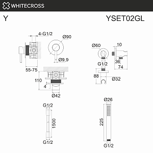 Смеситель для душа WhiteCross Y YSET02GL золото купить в интернет-магазине сантехники Sanbest