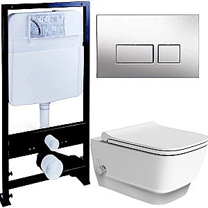 Унитаз Boheme Bello 971-2-MW с инсталяцией и кнопкой 664-CR белый матовый/хром, безободковый, с функцией биде купить в интернет-магазине Sanbest