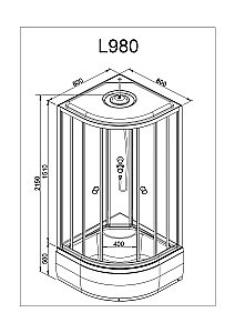 Душевая кабина DTO Серия L 980 стандартная 80x80 купить в интернет-магазине Sanbest