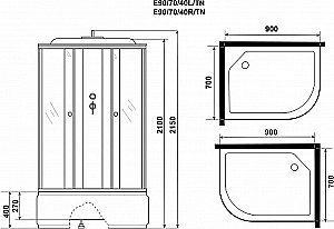 Душевая кабина Niagara Eco E90/70/40/TN 90х70 купить в интернет-магазине Sanbest