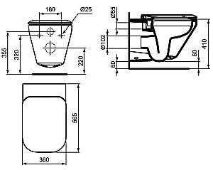 Унитаз подвесной Ideal Standard Tonic K316501 белый, безободковый, с крышкой микролифт купить в интернет-магазине Sanbest