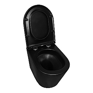 Унитаз подвесной Azario Teramo AZ-0053-UQ3-MB черный матовый, безободковый, с крышкой микролифт, слив торнадо купить в интернет-магазине Sanbest