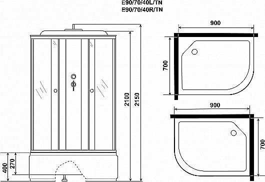 Душевая кабина Niagara Eco E90/70/40/TN 90х70 купить в интернет-магазине Sanbest