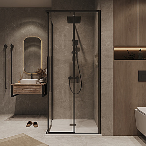 Душевой уголок Grossman Galaxy 80х80 300.K33.01.8080.21.00 стекло прозрачное/профиль черный матовый купить в интернет-магазине Sanbest