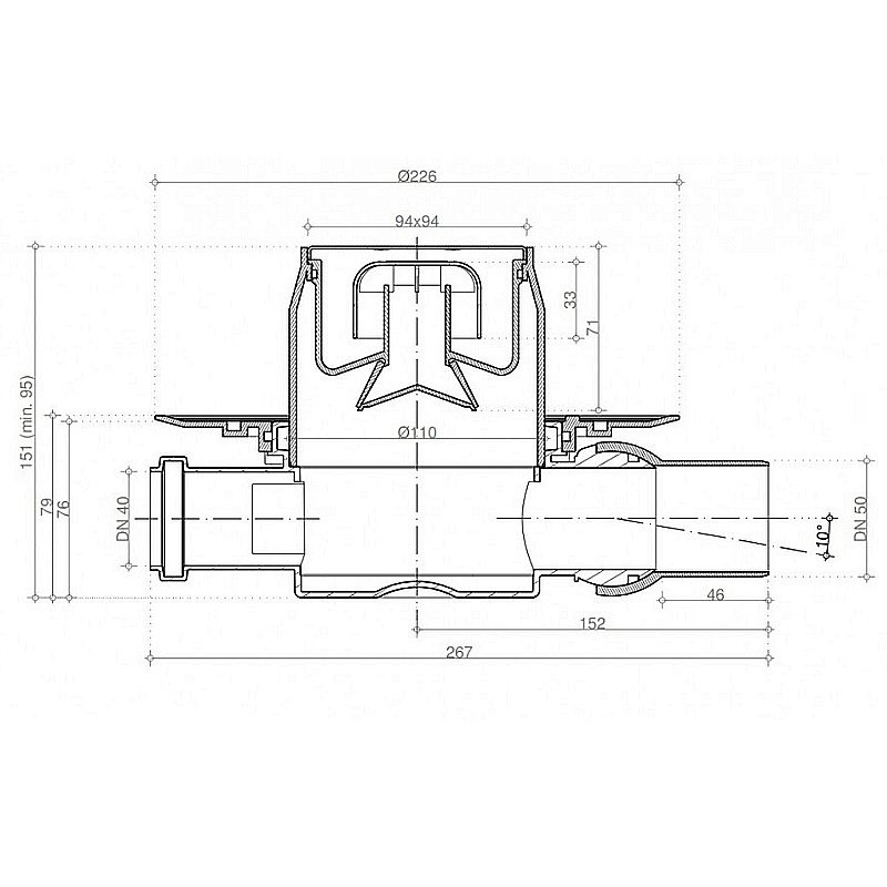Душевой трап Pestan Confluo Standard 13000170 золото купить в интернет-магазине Sanbest