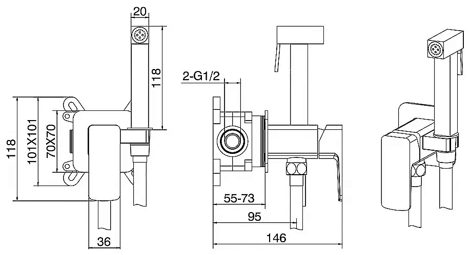 Гигиенический душ Allen Brau Infinity 5.21005-BN никель брашированный купить в интернет-магазине сантехники Sanbest