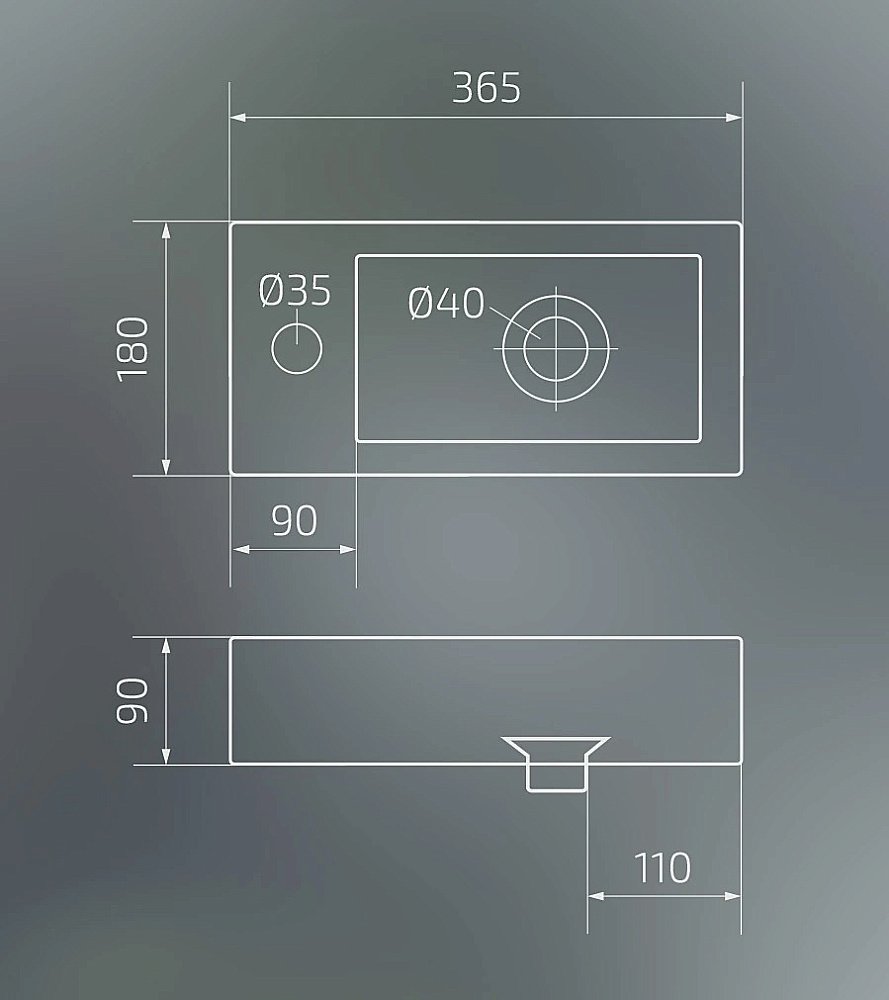 Раковина подвесная Gid Suspendido 36,5 Bm9272 62203L  черная матовая купить в интернет-магазине Sanbest