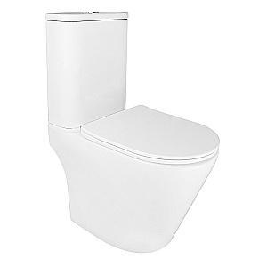 Унитаз напольный Azario Berton AZ-6093 белый, безободковый, с бачком, с крышкой микролифт, слив торнадо купить в интернет-магазине Sanbest