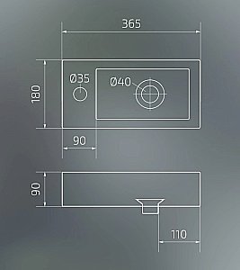Раковина подвесная Gid Suspendido 36,5 Bm9272 62203L  черная матовая купить в интернет-магазине Sanbest