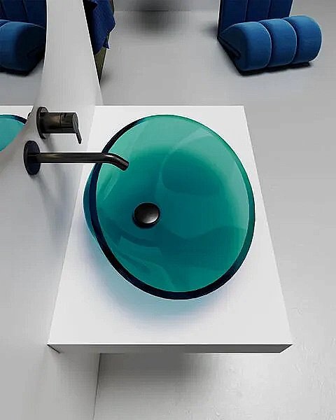 Раковина накладная ABBER Kristall AT2812Aquamarin бирюзовая прозрачная купить в интернет-магазине Sanbest