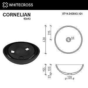 Раковина накладная WhiteCross Cornelian 43 0714.043043.101 черная купить в интернет-магазине Sanbest