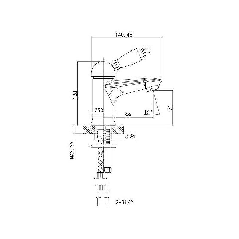 Смеситель для раковины Caprigo ADRIA–Uno 02-522-crm купить в интернет-магазине сантехники Sanbest