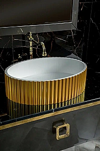 Консоль с раковиной и столешницей Armadi Art LUCIDO 80 глянцевый графит для ванной в интернет-магазине сантехники Sanbest