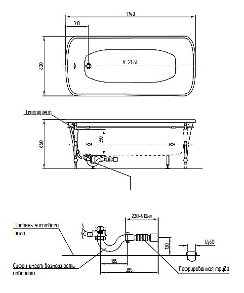 Ванна Migliore Olivia Console 24378 174х83 белая,бронза купить в интернет-магазине Sanbest