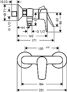 Смеситель для душа Hansgrohe Talis E 71760990 купить в интернет-магазине сантехники Sanbest