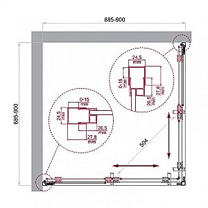 Душевой уголок BelBagno LUCE-A-2 90х90 стекло прозрачное/профиль черный купить в интернет-магазине Sanbest
