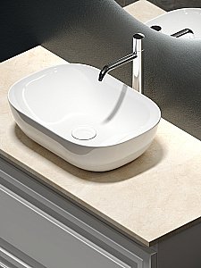 Тумба с раковиной Sancos Very 100 со столешницей, белая матовый для ванной в интернет-магазине Sanbest