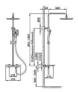 Душевая система Vincea Next VSFS-1N1TGM вороненая сталь купить в интернет-магазине сантехники Sanbest